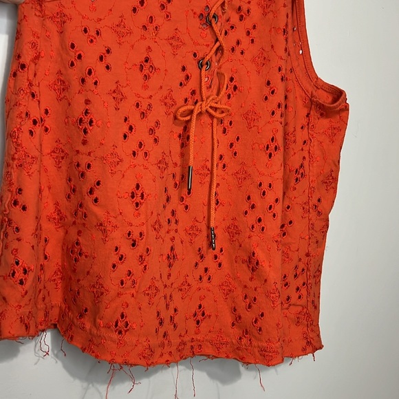 Free People Dream Date Eyelet Tank Embroidered Sleeveless Drawstring - Picture 8 of 9